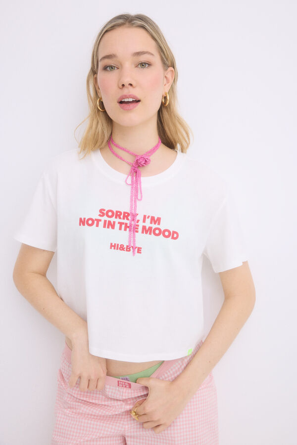 HI&BYE Pijama de algod&atilde;o rosa 100% algod&atilde;o bege