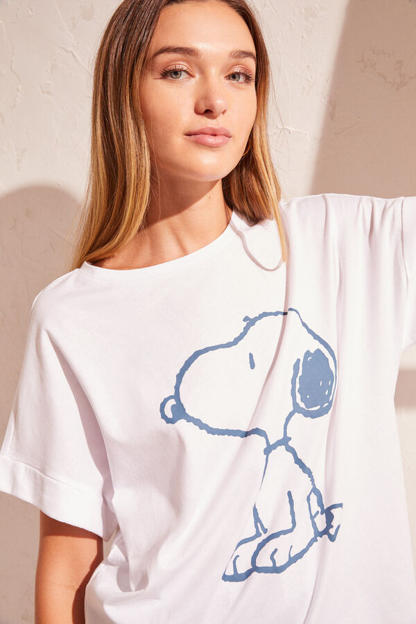 Womensecret T-shirt 100% algodão Snoopy branco bege