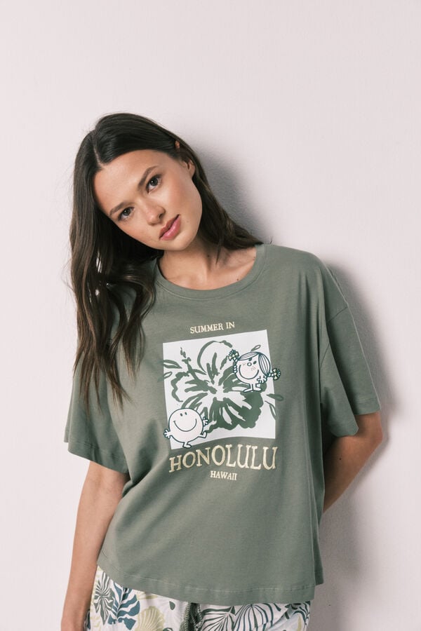 Women'secret Pijama curto de manga curta verde Little Miss&trade; caqui