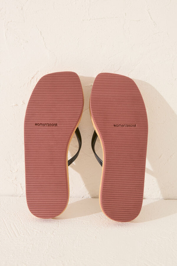 Women'secret Chinelo plataforma efeito r&aacute;fia  cru