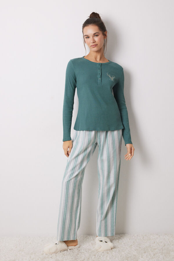 Women'secret Pijama 100% algod&oacute;n rayas Harry Potter verde