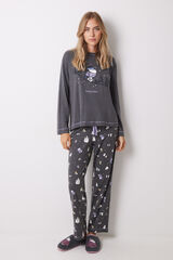 Women'secret Pijama longo Snoopy 100% algod&atilde;o cinzento
