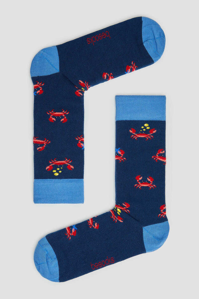 Besocks Calcetines altos Besocks de algod&oacute;n org&aacute;nico color azul