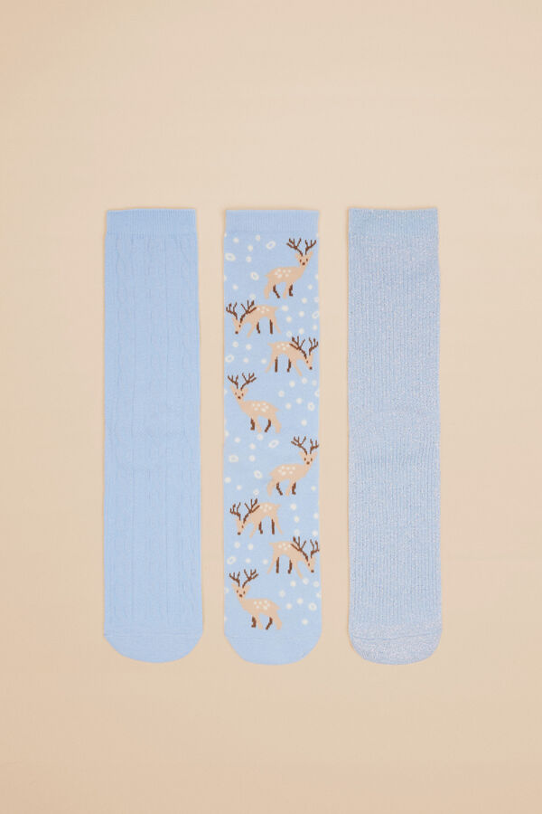 Women'secret Pack 3 calcetines azules l&uacute;rex azul