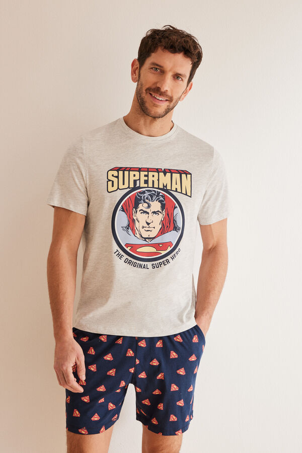 Women'secret Pijama hombre 100% algod&oacute;n Superman gris