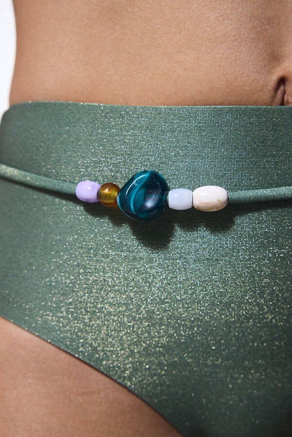 Penti Calcinha de biqu&iacute;ni verde cintura alta verde