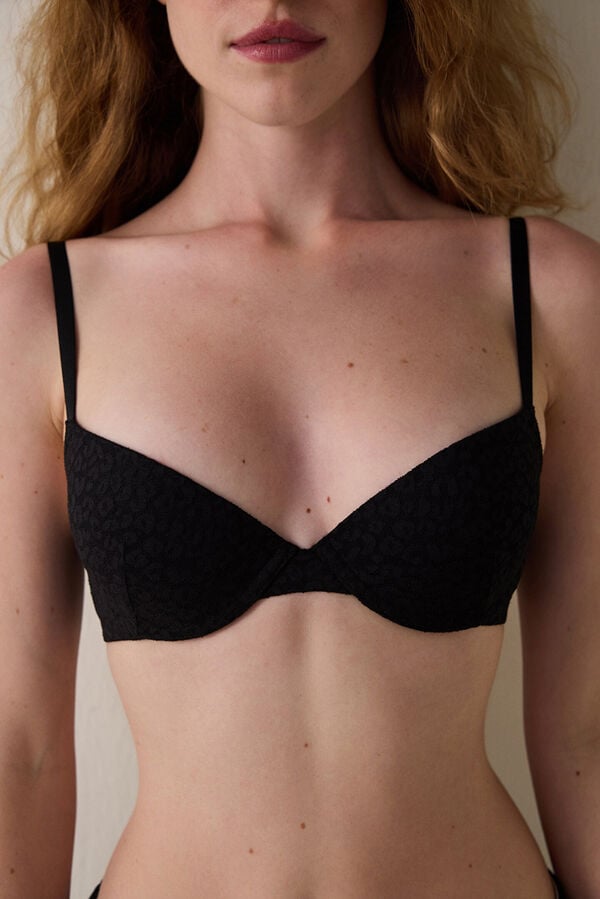 Penti Soutien push-up com renda e soutien Pleasure. preto
