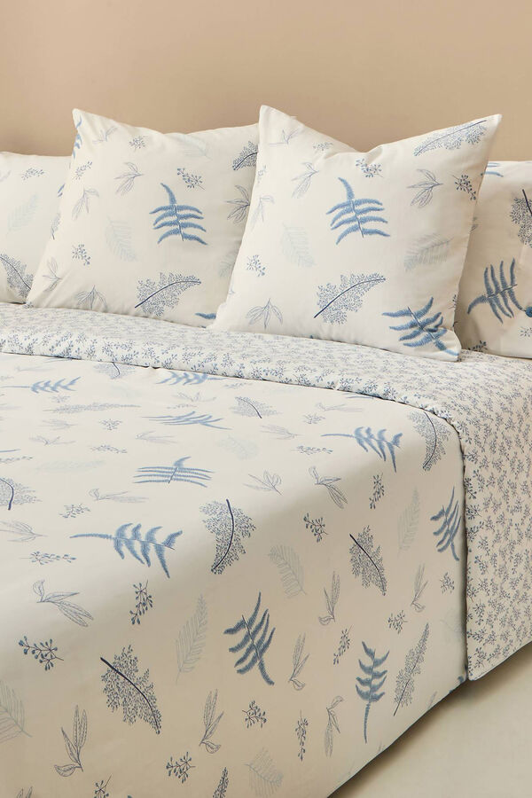 Textura Capa n&oacute;rdica algod&atilde;o folhas azul