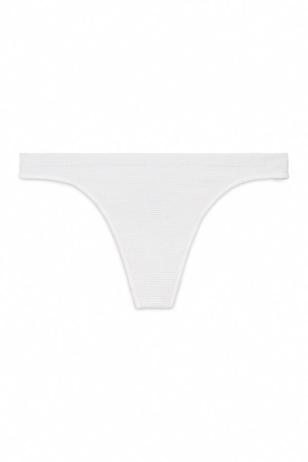 Women'secret Tanga sem costura em lurex branco bege