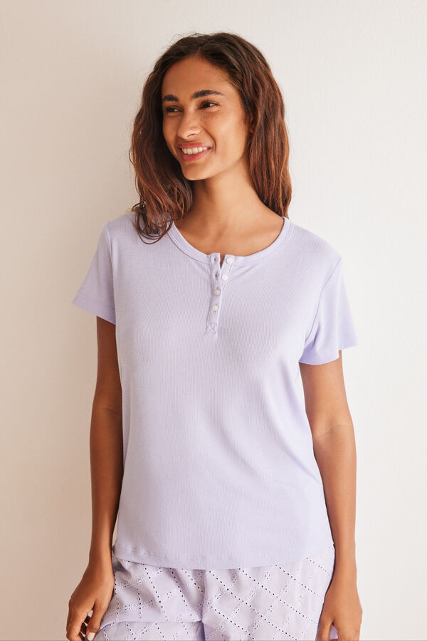 Women'secret Pijama bordado suizo Capri lila morado/lila