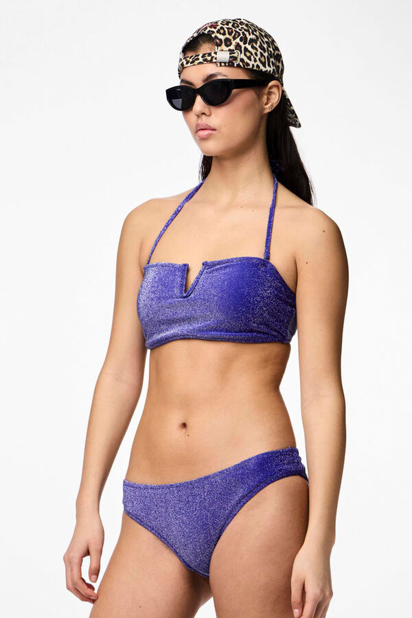 Pieces Top de biqu&iacute;ni bandeau azul com l&uacute;rex azul