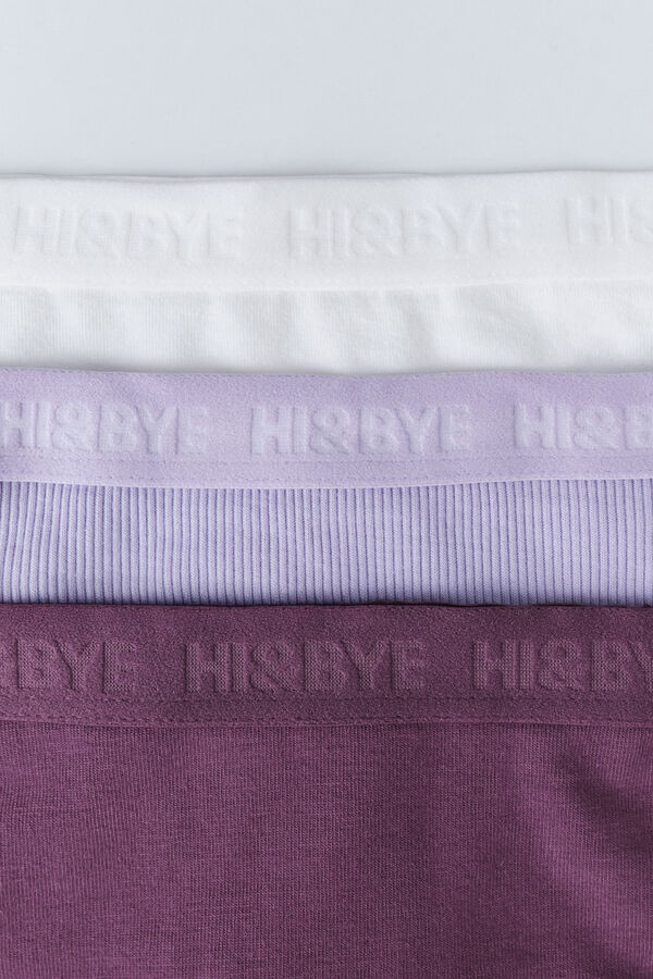 HI&BYE Pack 3 tangas morado, lila, blanco blanco
