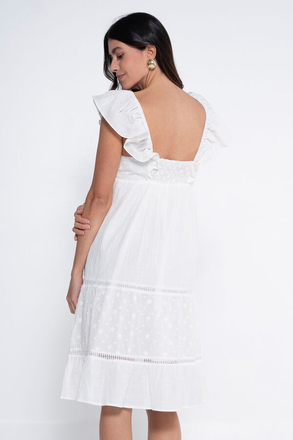 Ohma! Vestido de pré-mamã romântico com amamentação branco