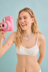 HI&BYE Top bikini bandeau textura miniflor blanco blanco