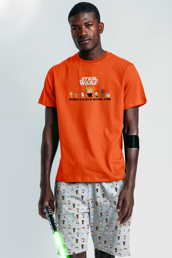 Admas Pijama corto pixel wars Star Wars naranja