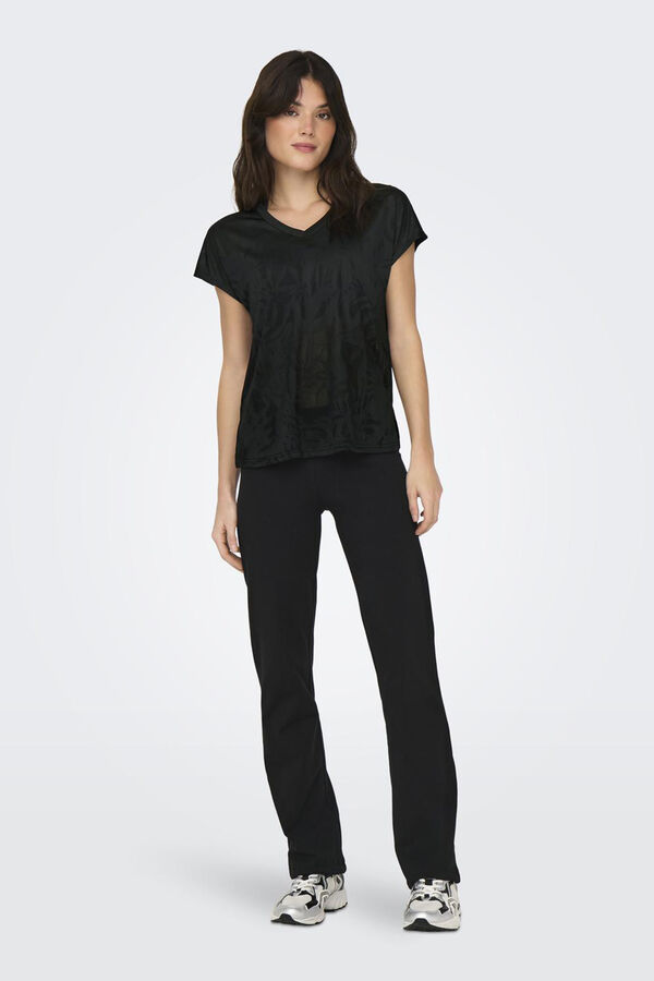 Only Play T-shirt manga curta tecido textura preto