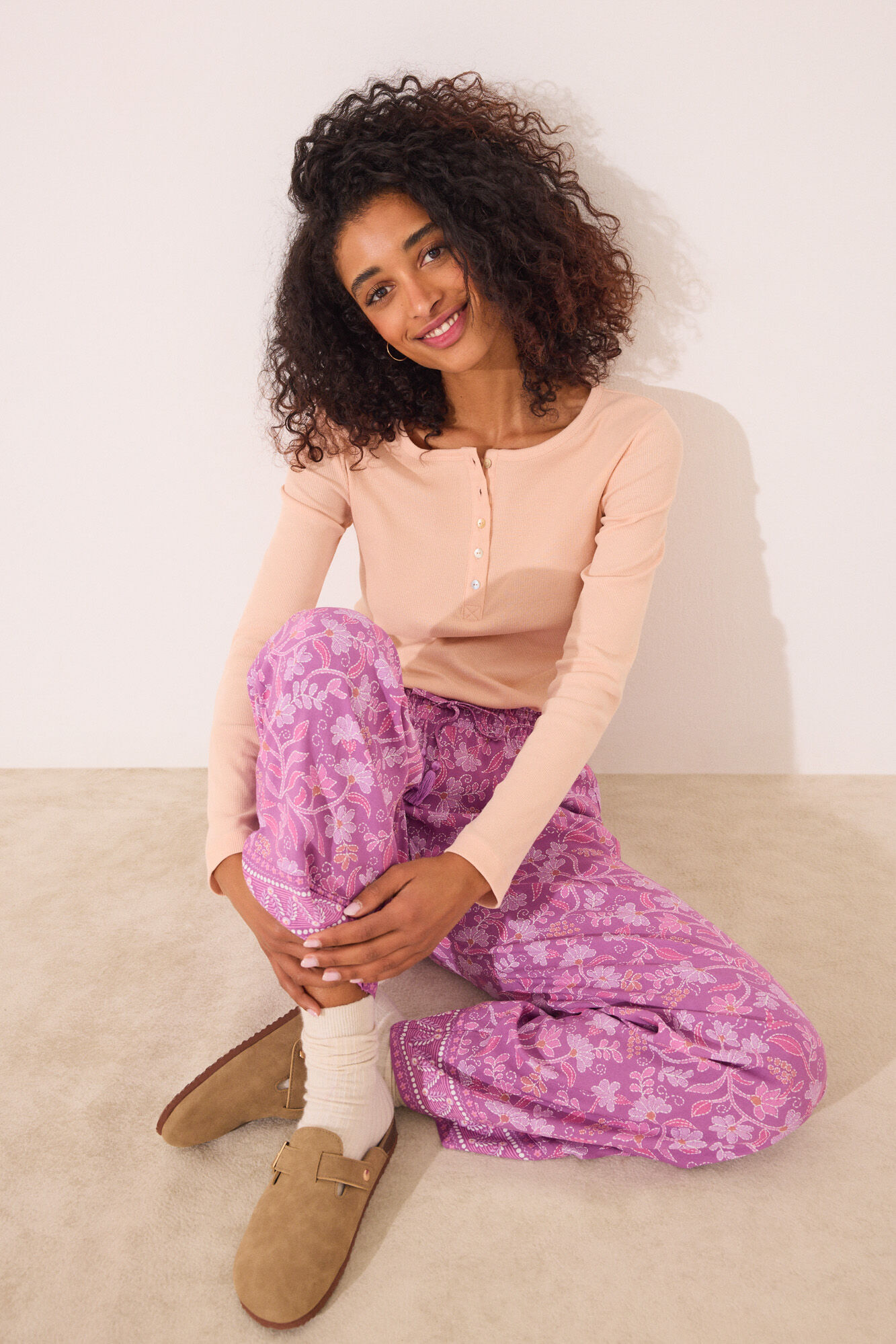 Women'secret Cal&ccedil;a comprida de viscose com estampado floral Boho