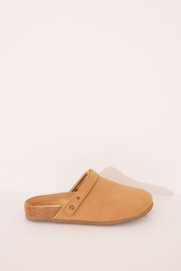 Women'secret Zapatillas tipo zueco camel beige