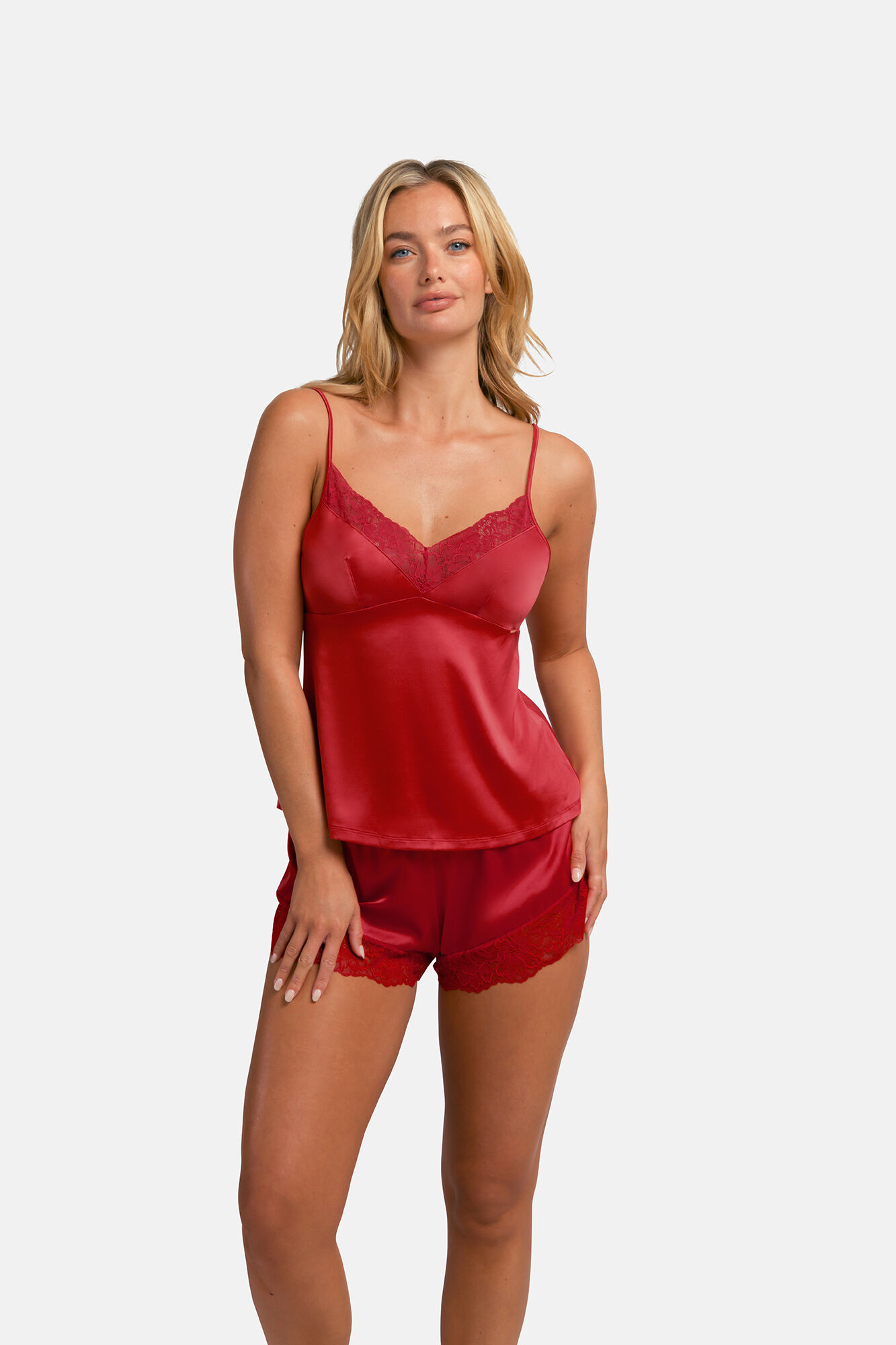 Dorina Top de cetim com renda