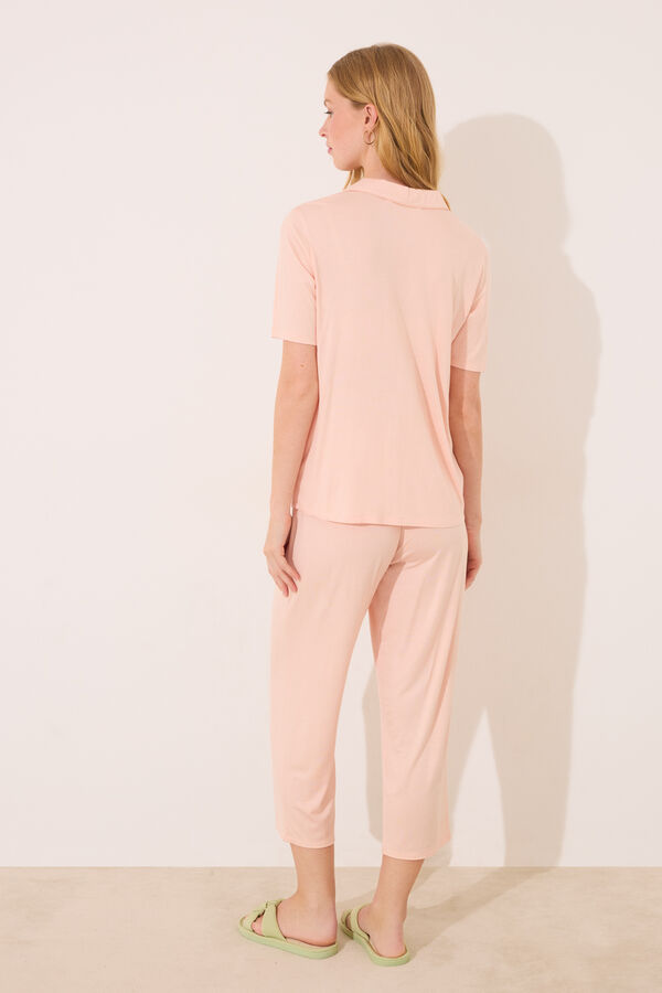 Women'secret  Pijama camiseiro de viscose laranja vermelho