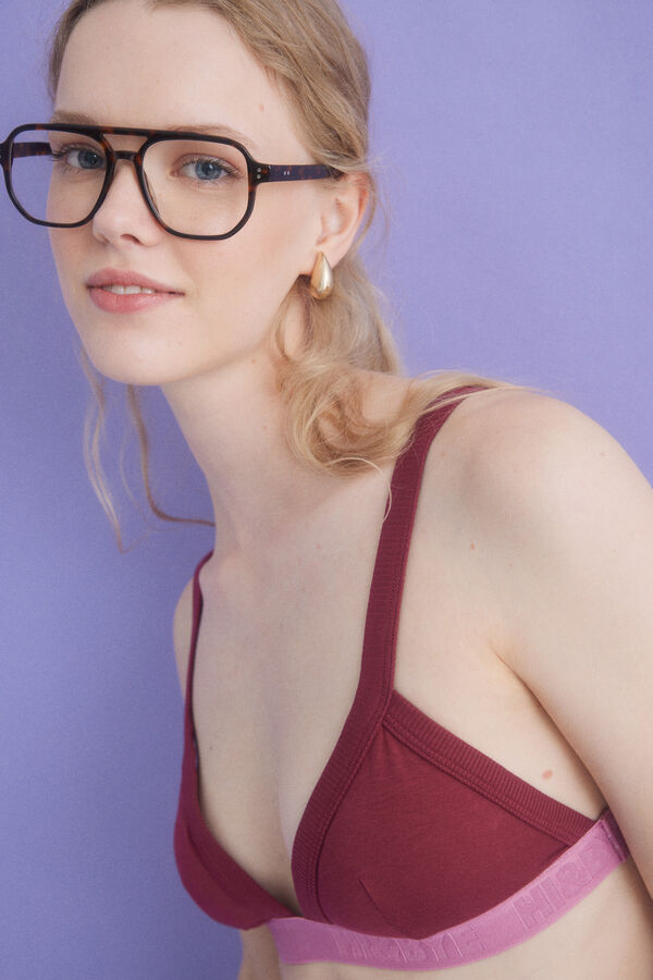 HI&BYE Sujetador triangular algodón vino burdeos