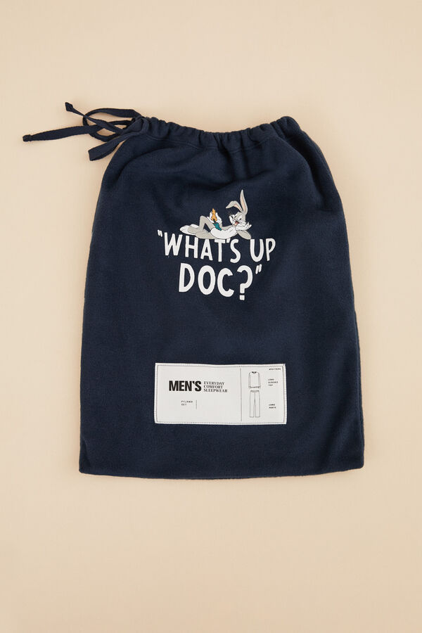 Women'secret Pijama largo hombre polar Bugs Bunny azul