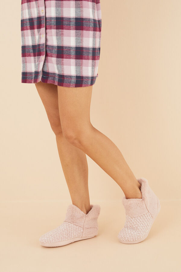 Women'secret Pantufas com pelo cor-de-rosa rosa