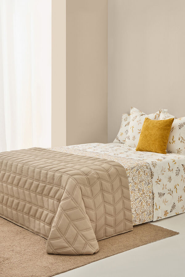 Textura Capa de edredom de algod&atilde;o com folhas em um galho cru