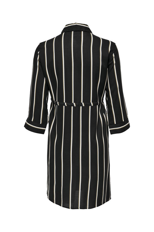 Only Maternity Vestido curto camiseiro &agrave;s riscas maternity preto