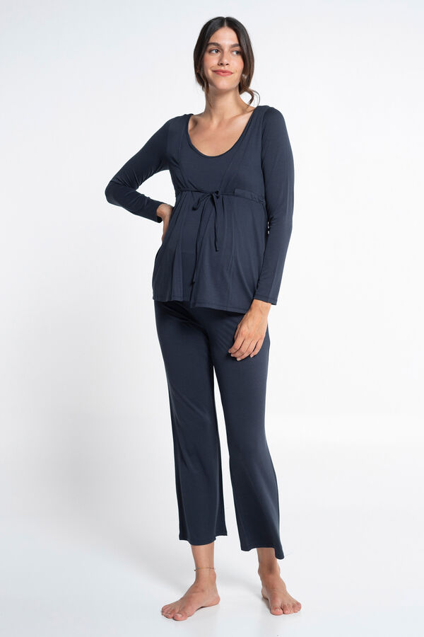 Ohma! Pijama largo falsa chaqueta azul