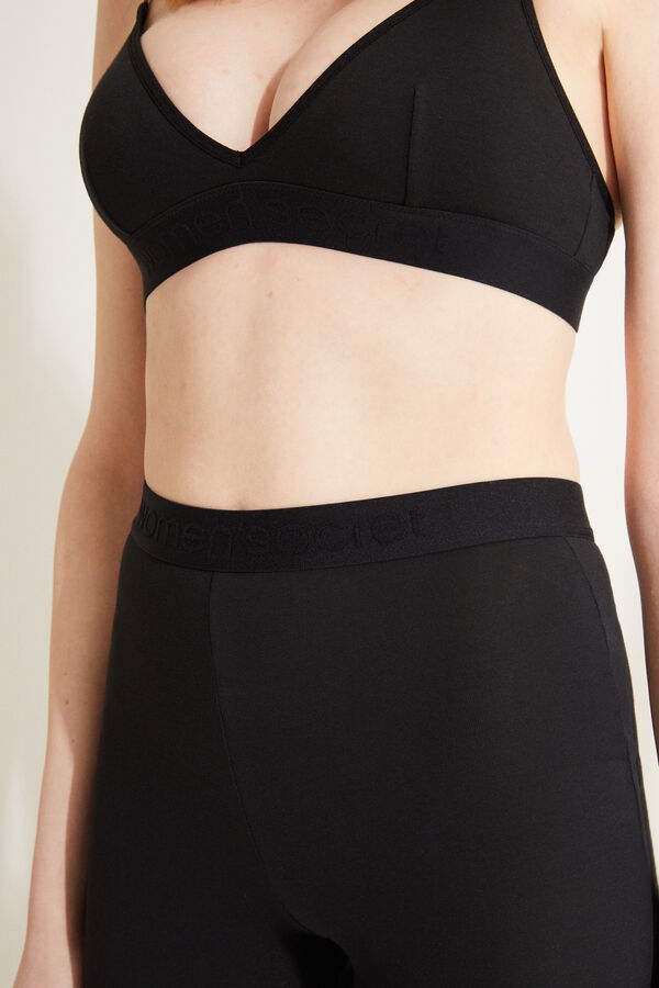 Women'secret Cal&ccedil;as ciclista algod&atilde;o org&acirc;nico preta preto