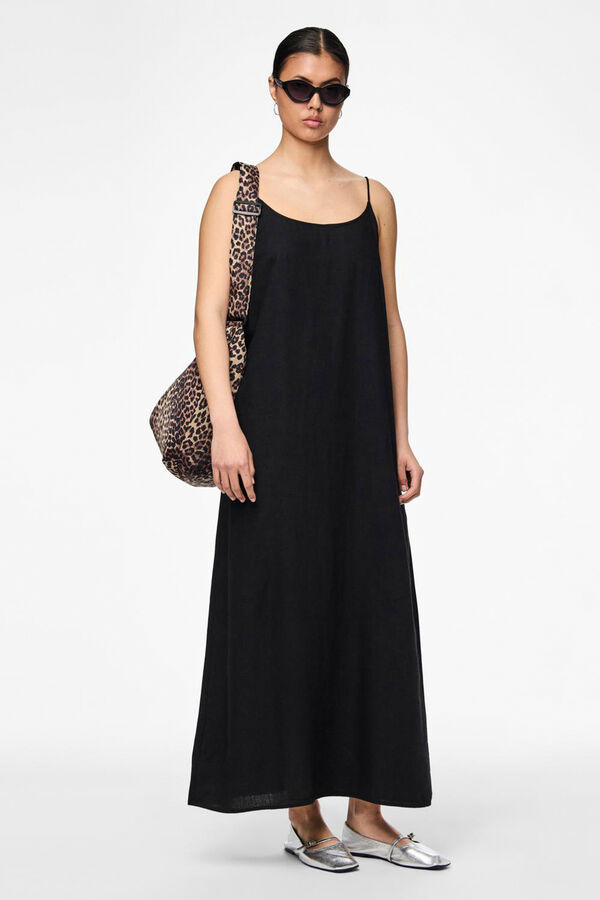 Pieces Vestido de lino largo negro