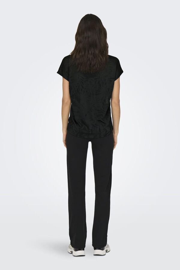 Only Play T-shirt manga curta tecido textura preto