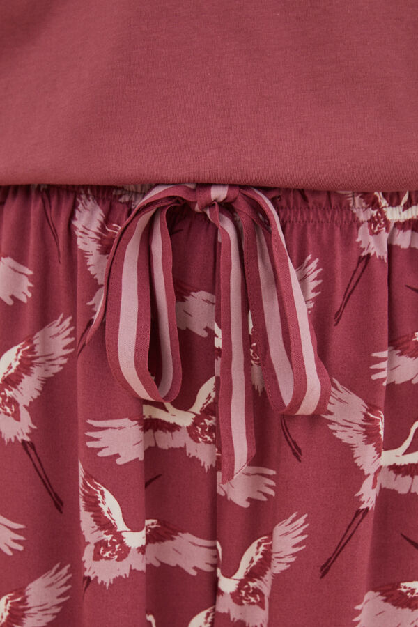Womensecret Calças com estampado de garças de Moniquilla rosa