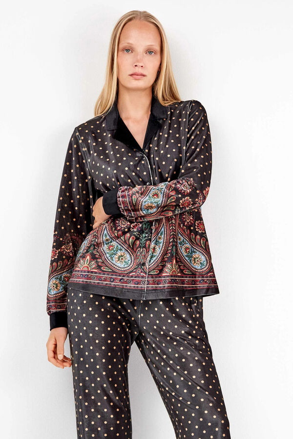 Gisela Camisa pijama terciopelo blanco