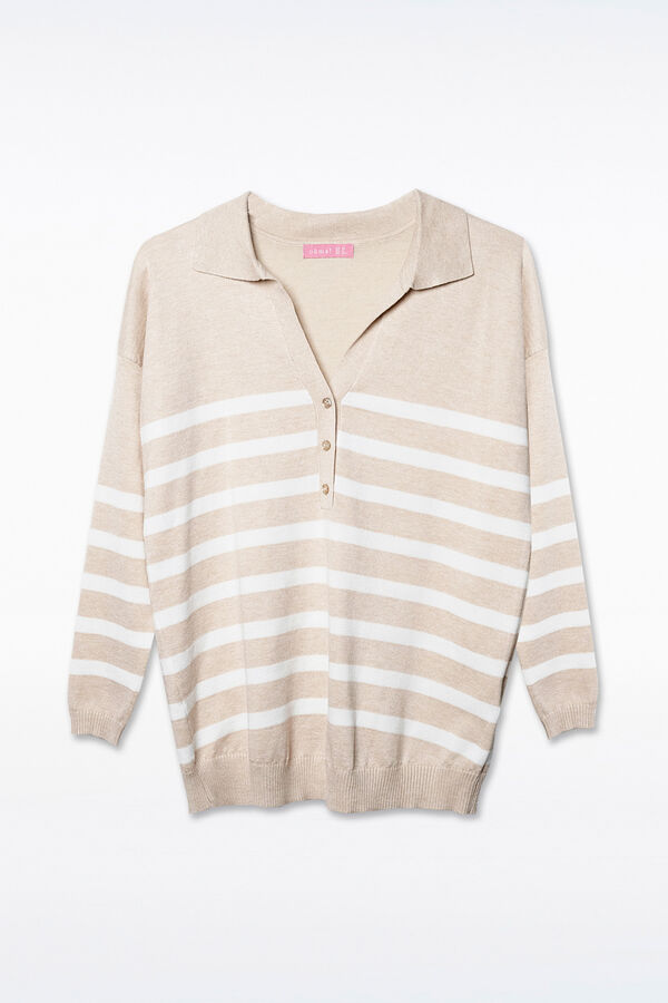 Ohma! Camisola de pré-mamã em malha às riscas cinzento