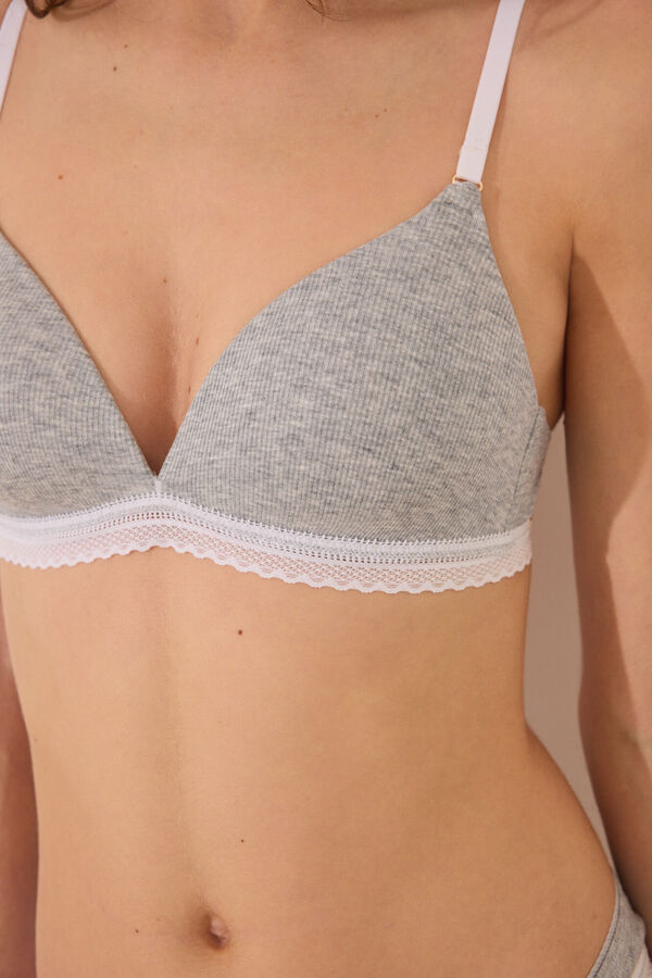 Women'secret CHARMING Soutien triangular de algod&atilde;o enchimento cinza cinzento