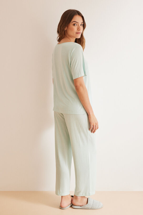 Women'secret Pijama Capri riscas verde Ecovero&trade; verde