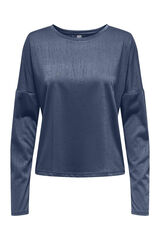 Only Play T-shirt de manga comprida com gola redonda e tecido com efeito água. azul