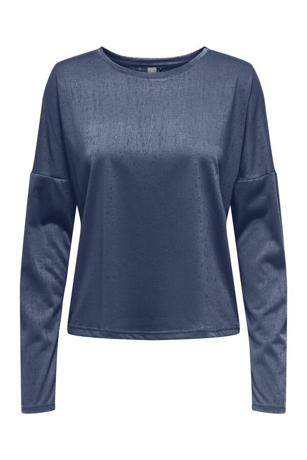 Only Play T-shirt de manga comprida com gola redonda e tecido com efeito água. azul