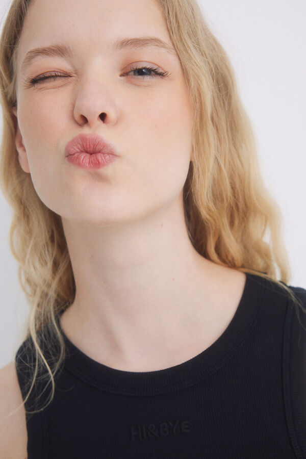 HI&BYE Crop top algod&atilde;o preto preto