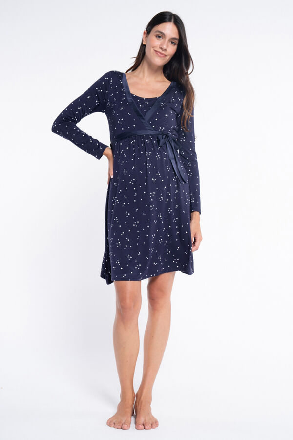 Ohma! Camis&oacute;n lactancia m/l estampado copos azul