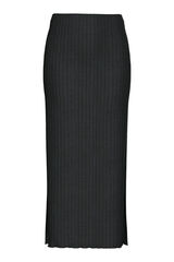 Pieces Saia midi el&aacute;stica preto