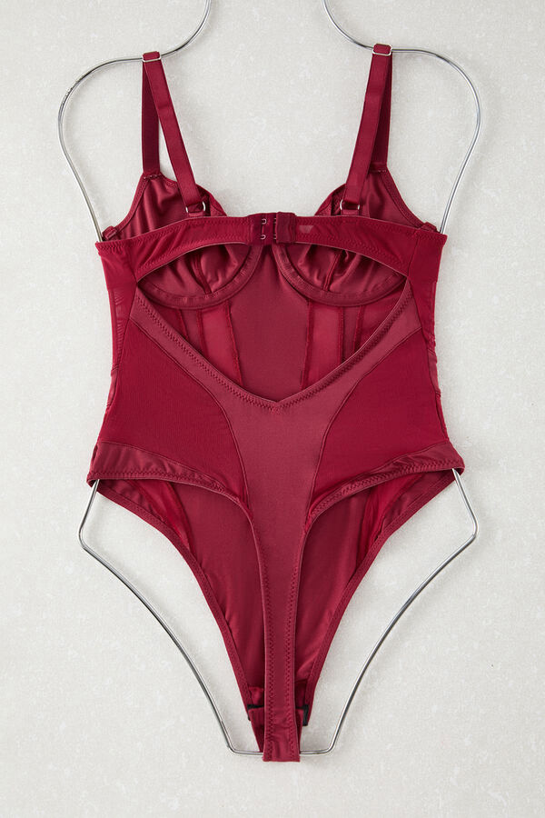 Trendyol Body rojo con detalles microtul burdeos
