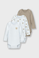Name it Set 3 bodys osito beb&eacute; neutro gris