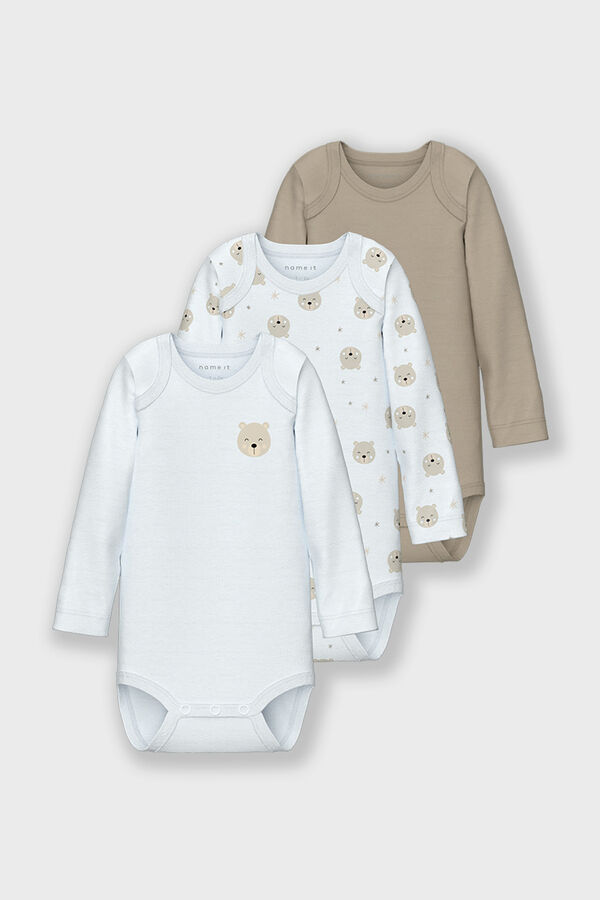 Name it Set 3 bodys osito beb&eacute; neutro gris