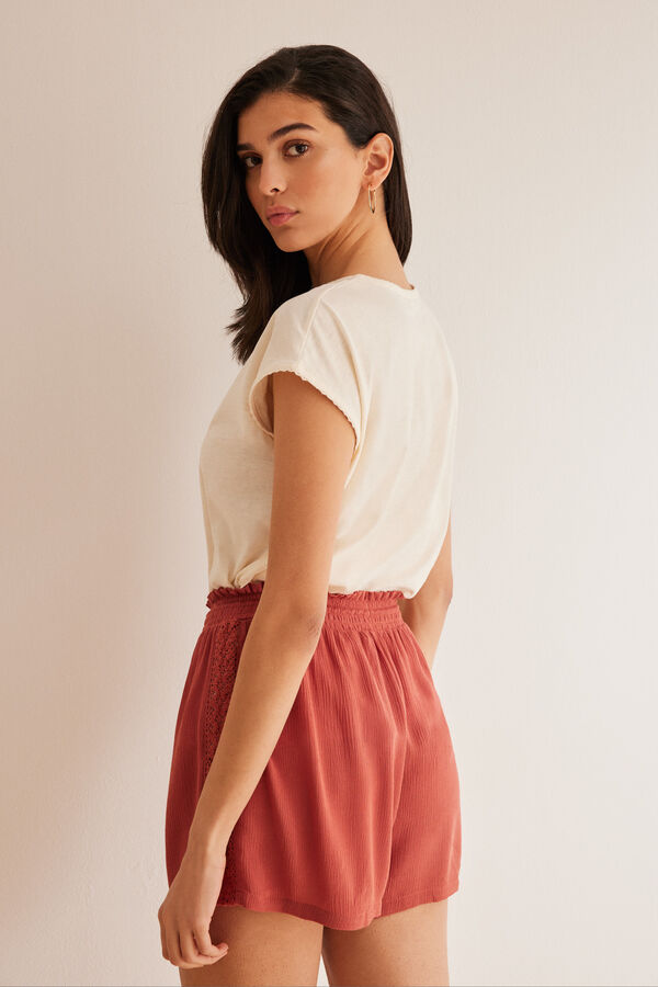 Women'secret Pantal&oacute;n corto bambula crochet naranja