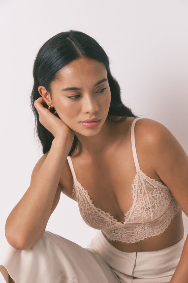 Women'secret Bralette especial de renda rosa nas renda rosa