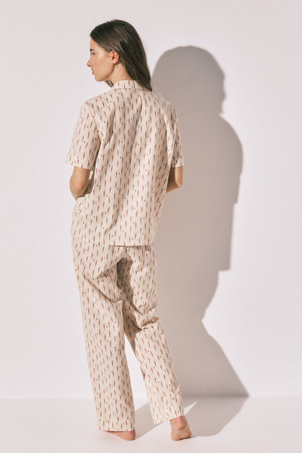 Women'secret Pijama largo camisero ikat marfil