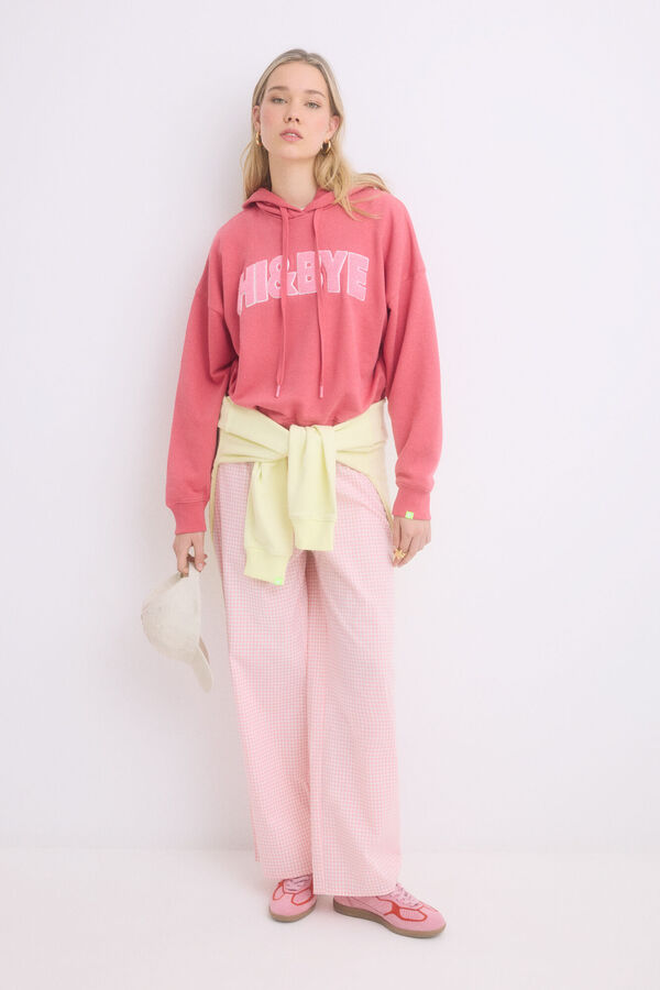 HI&BYE Sweatshirt de capuz rosa de algod&atilde;o rosa